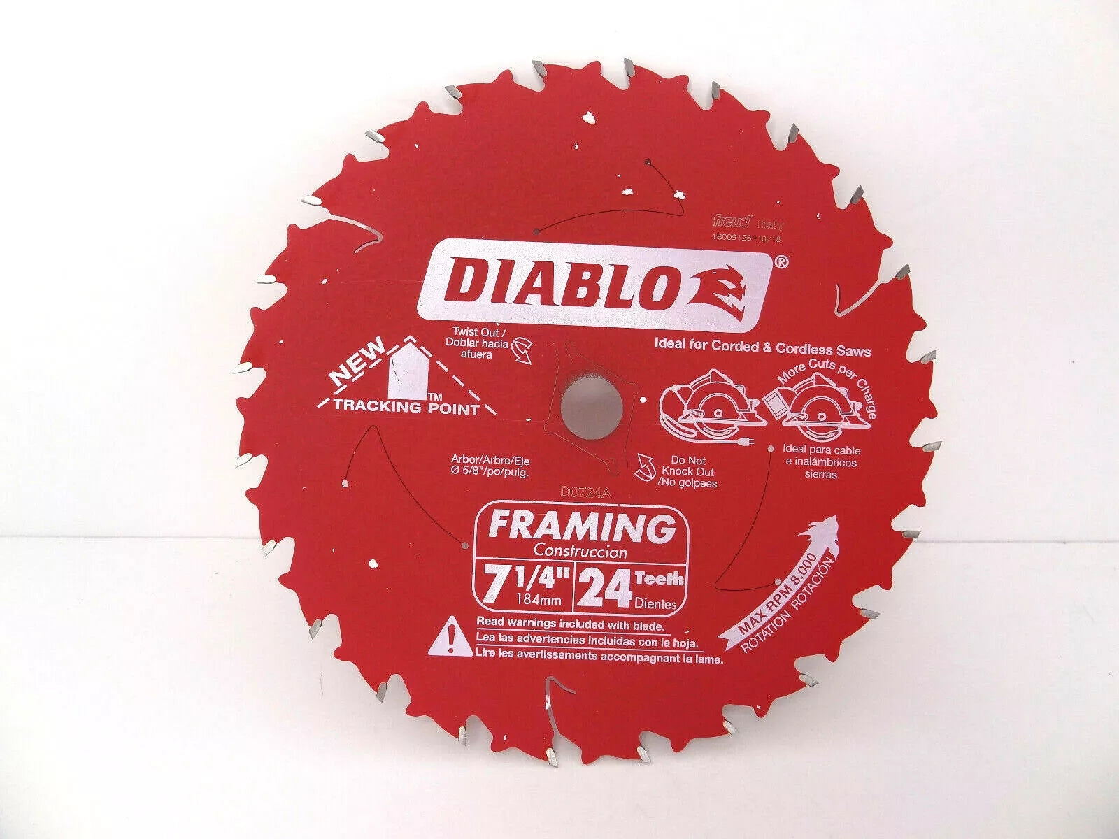 Diablo Framing Saw Blade 7-1/4" x 24 Tooth USA D0724
