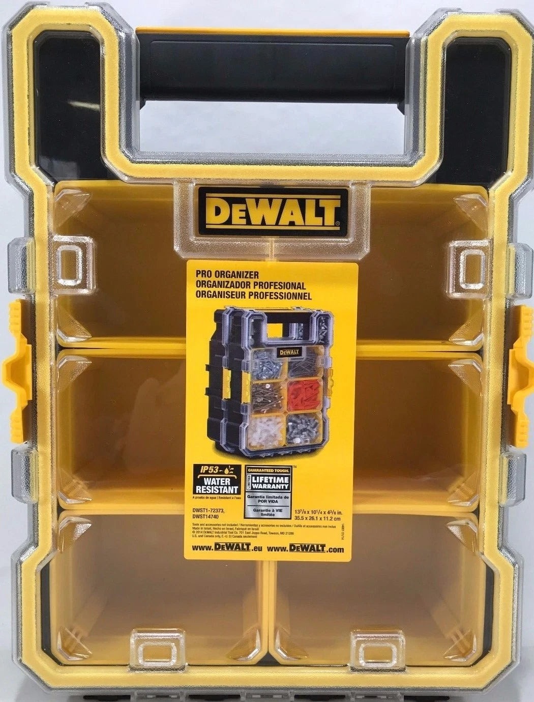 DeWalt 6 Compartment Deep Pro Part/Tool Organizer Stackable DWST14735