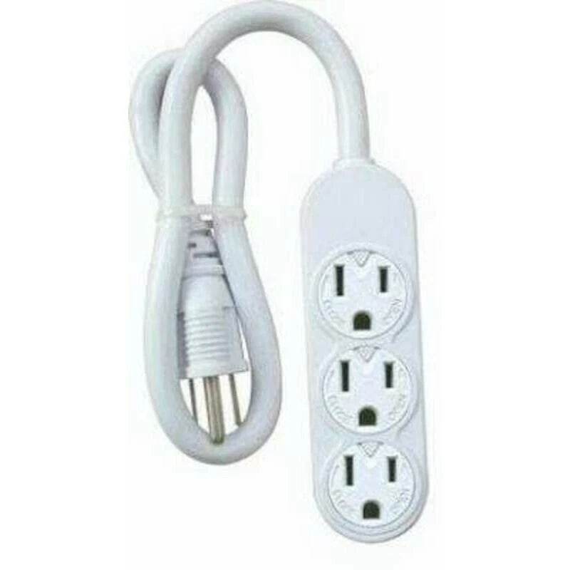 Master Electrician Mini White 3 Outlet Power Strip Rotate Cover PS-304