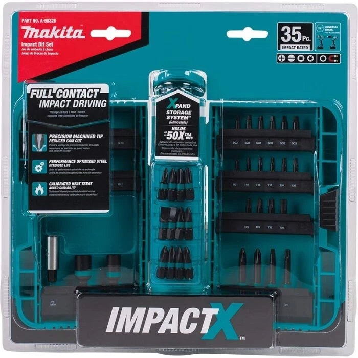 Makita Impact X A-98326 Driver Bit Set, 35-Piece, Steel, Black, Manganese