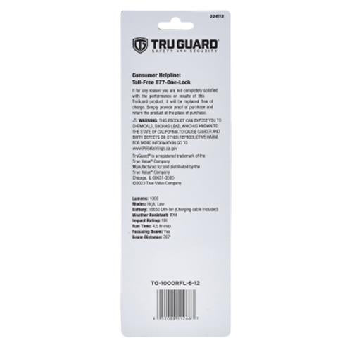 TruGuard Rechargeable Tactical Flashlight 1000 Lumen TG-1000RFL-6/1