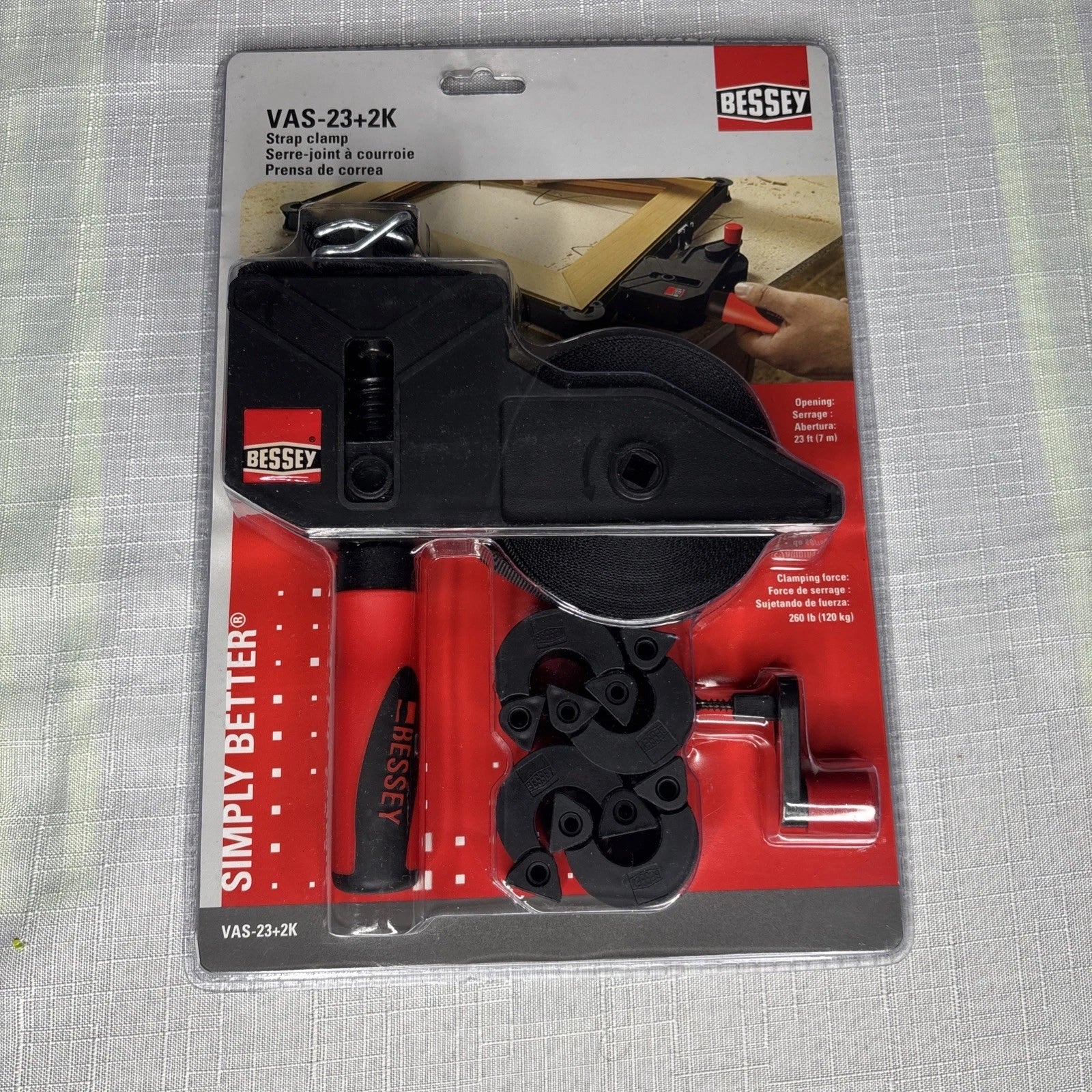 BESSEY 23 Ft Variable Angle Strap Clamp with 4 Clips VAS-23+2K