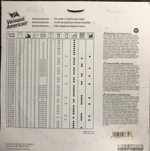 Vermont American 05-07674 9¼ x 60 Blade USA
