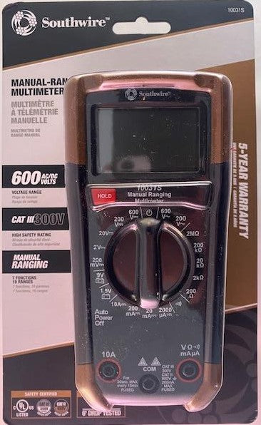 Southwire 10031S 7-Function Digital 600-Volt Multimeter (Battery Included)