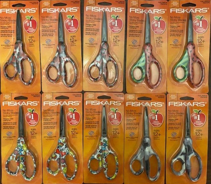 Fiskars 124582-1024 7 Non-Stick Precision Tip Student Scissors 10-Pai