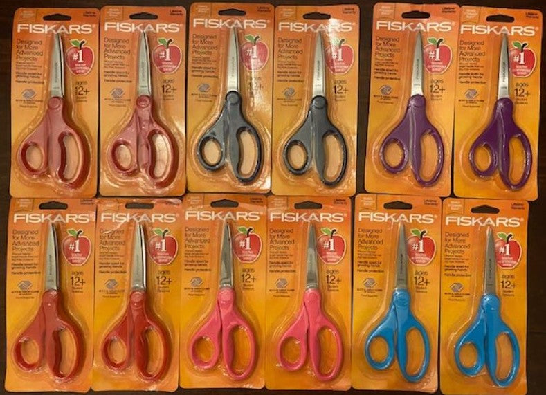 Fiskars 194580 Ages 12+ Student Scissors 7" Teacher Recommended Brand 12pcs.