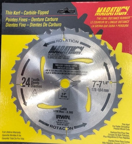 IRWIN 14030 7-1/4" x 24 Tooth Marathon Circular Saw Blade Japan