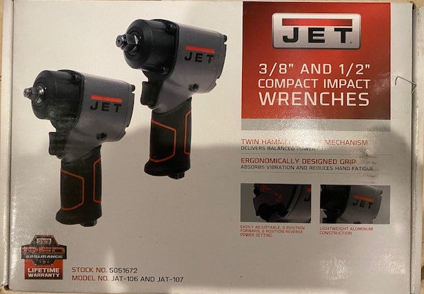 Jet 5051672 2PC Air Impact Wrenches (JAT-106 AND 107) 3/8" & 1/2"