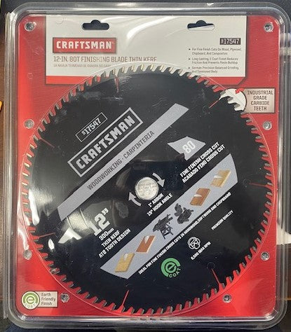 Craftsman 17547 12" x 80 Tooth Finishing Saw Blade Thin Kerf