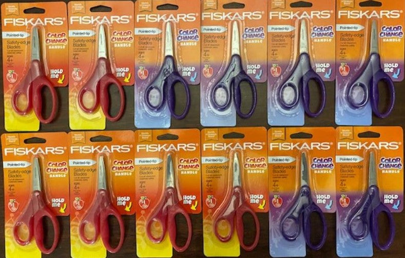 Fiskars Color Change Handle Pointed-Tip Safety-Edge Blade Scissors 12pcs. 184300