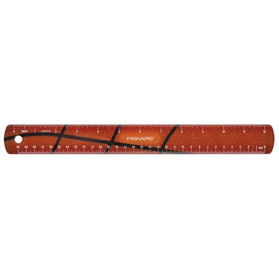 Fiskars 134302-1001 Basketball MVP 5" Non-Stick Pointed Tip Kid Scissors & Ruler
