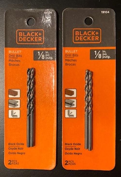 Black & Decker 19104 1/8" HSS Premium Bullet Drill Bit 2 - packs of 2pcs.