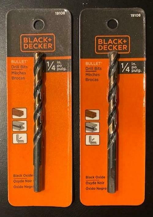 Black & Decker 19108 1/4"Bullet Carded Premium HSS Drill Bit Multiple Purpose 2p