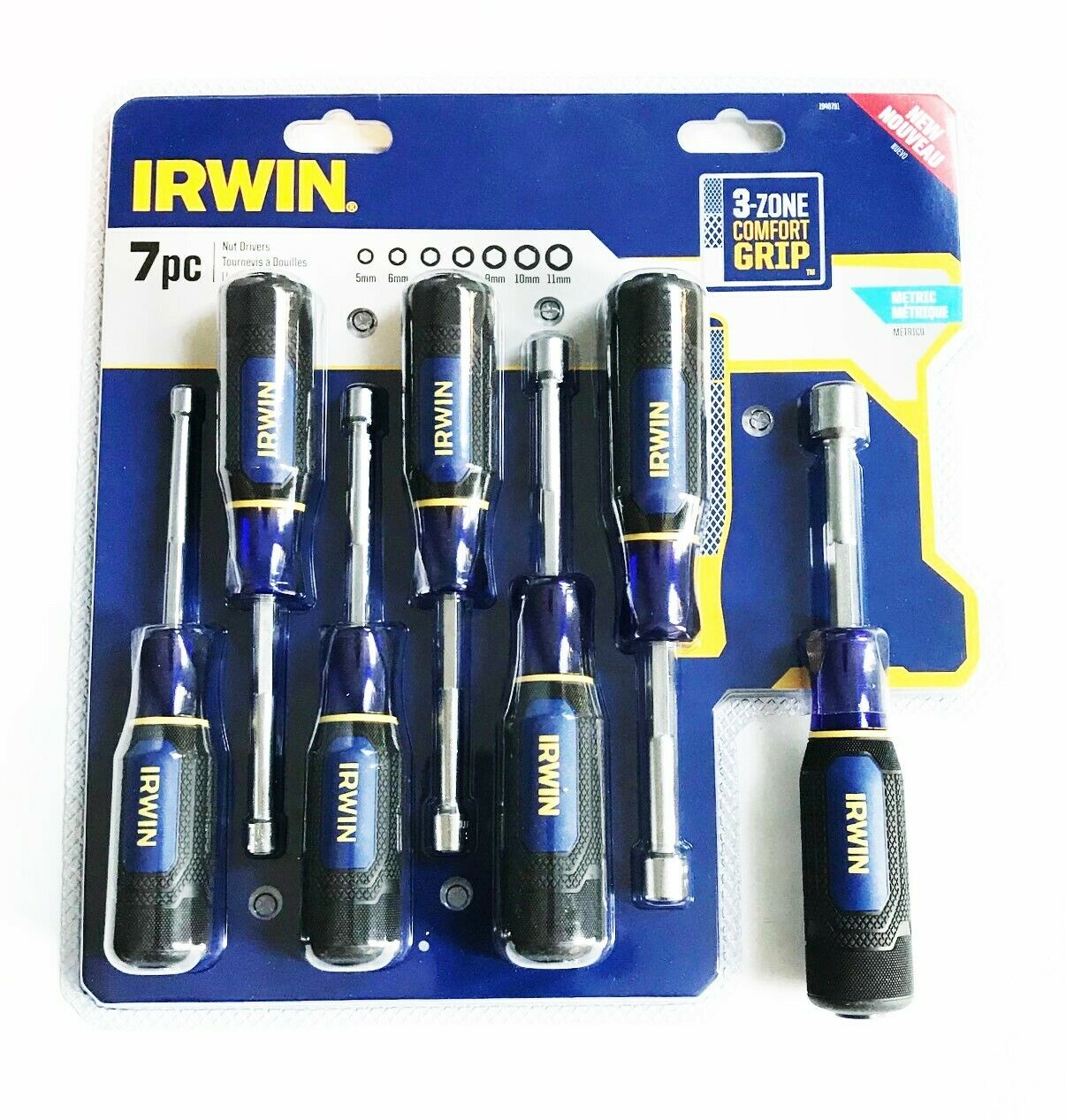 IRWIN 1948791 Hollow Shaft Nut Driver Set Metric 5 6 7 8 9 10 11