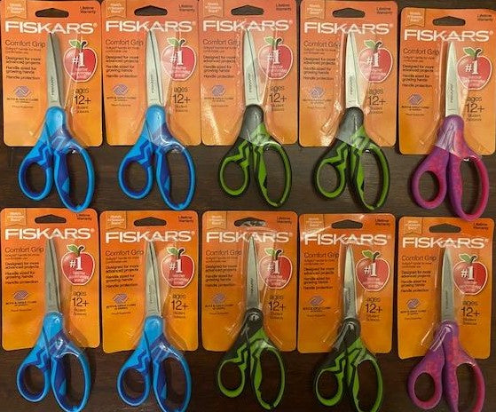 Fiskars 7" Ergonomic Soft Grip Student Scissors 10 Sets 199700-1019