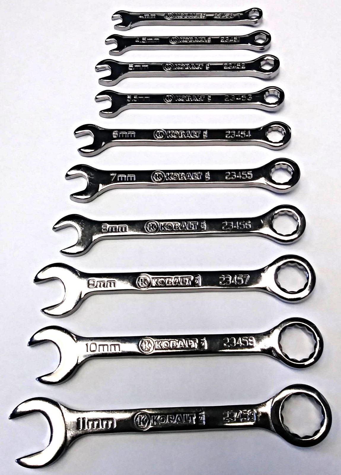Kobalt 23450-23459 10 Piece Metric Midget Combination Wrench Set USA