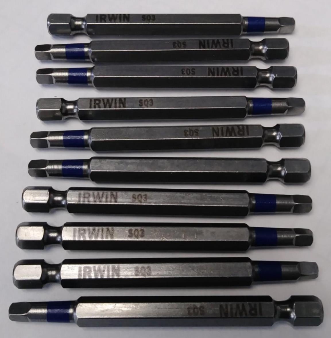 Irwin 4935301 #3 Square Recess 3" Power Bit 10 Pack