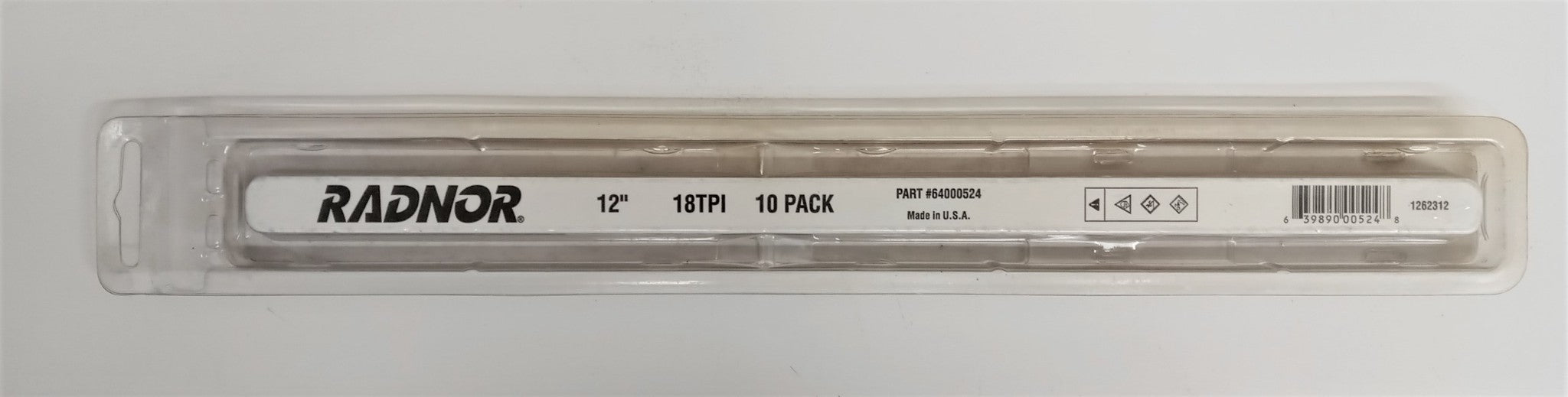 Radnor 64000524 Bi-Metal 12" 18T Hacksaw Blades 10pk USA