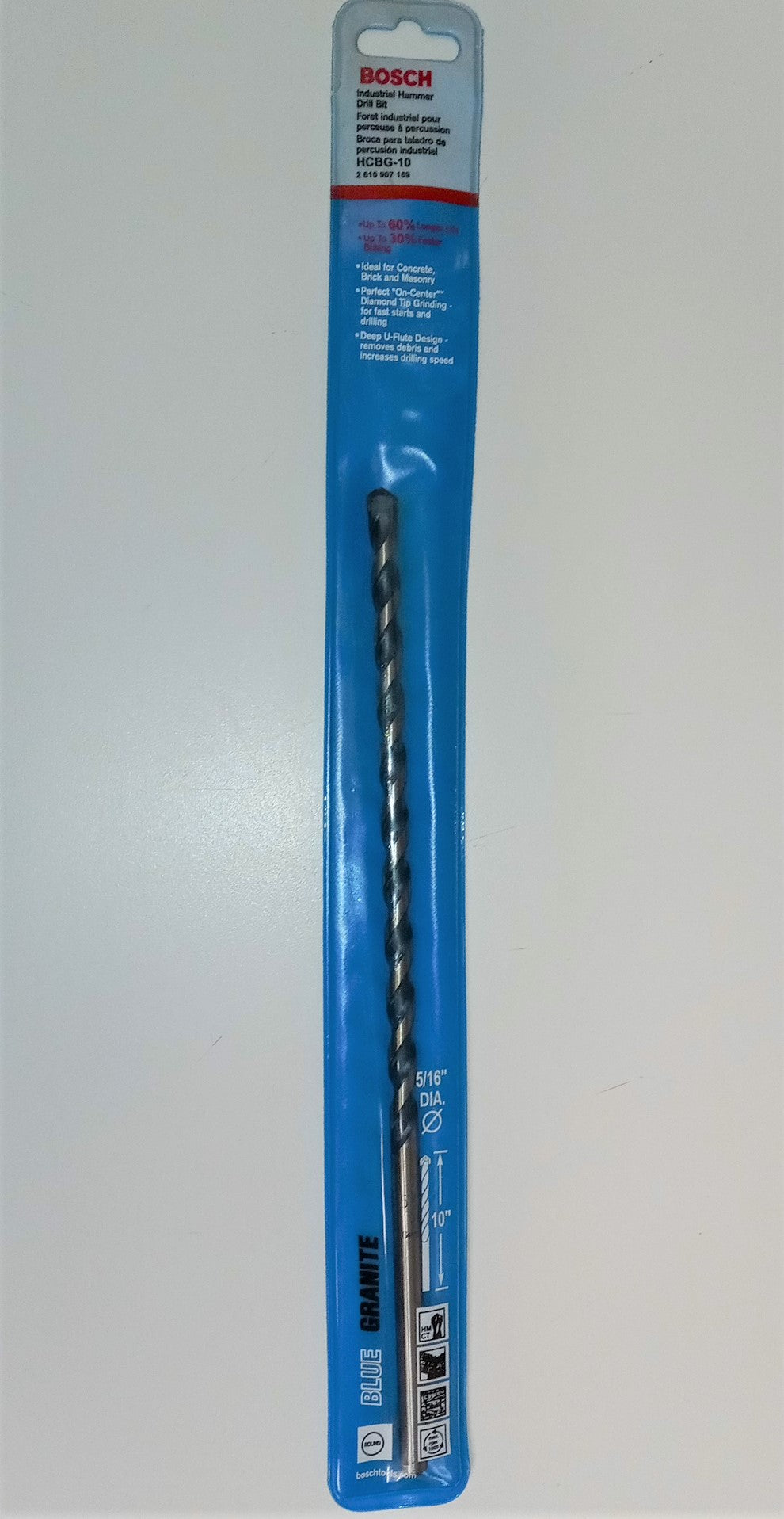 Bosch HCBG10 5/16" x 10" Blue Granite Hammer Drill Bit Germany 208381