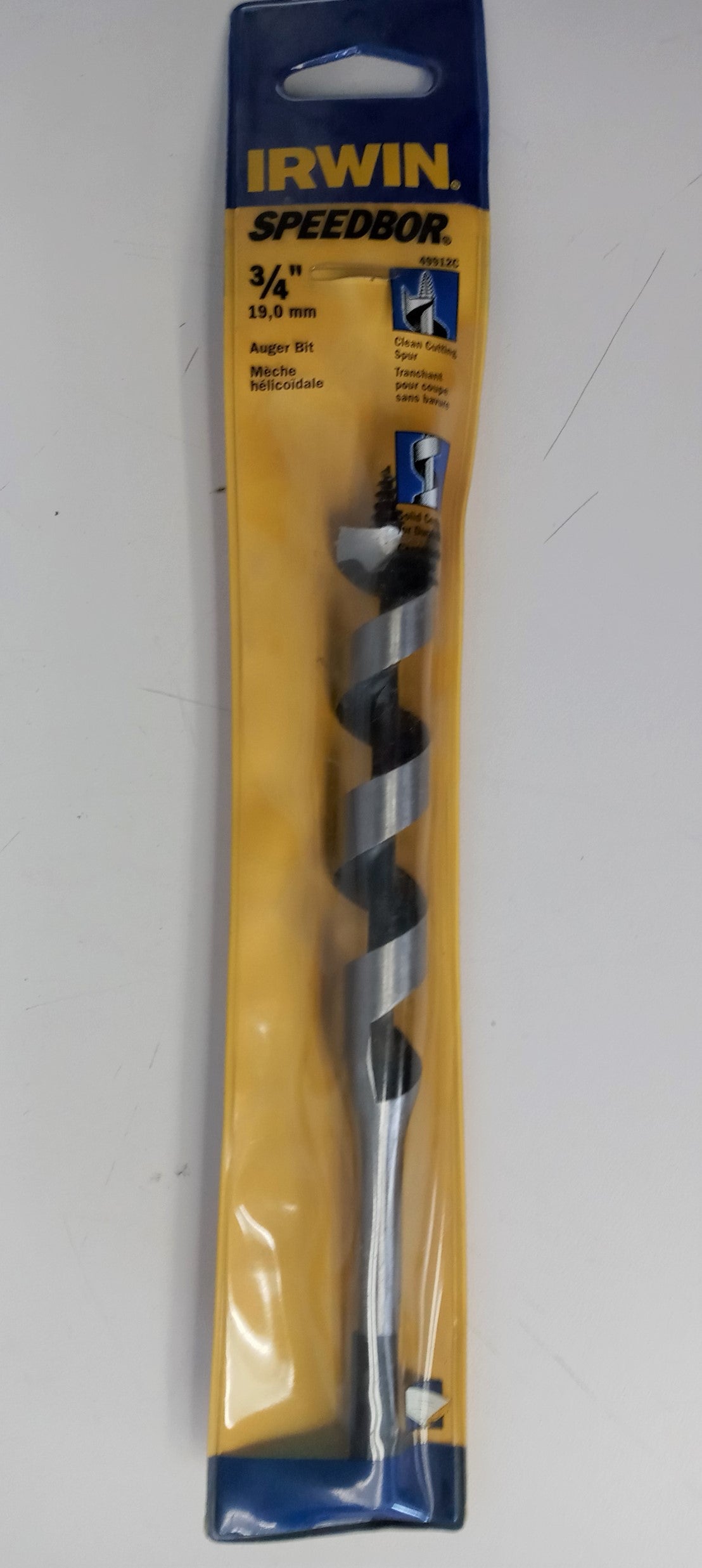 IRWIN 49912 3/4" x 7-3/8" Auger Drill Bit Solid Center