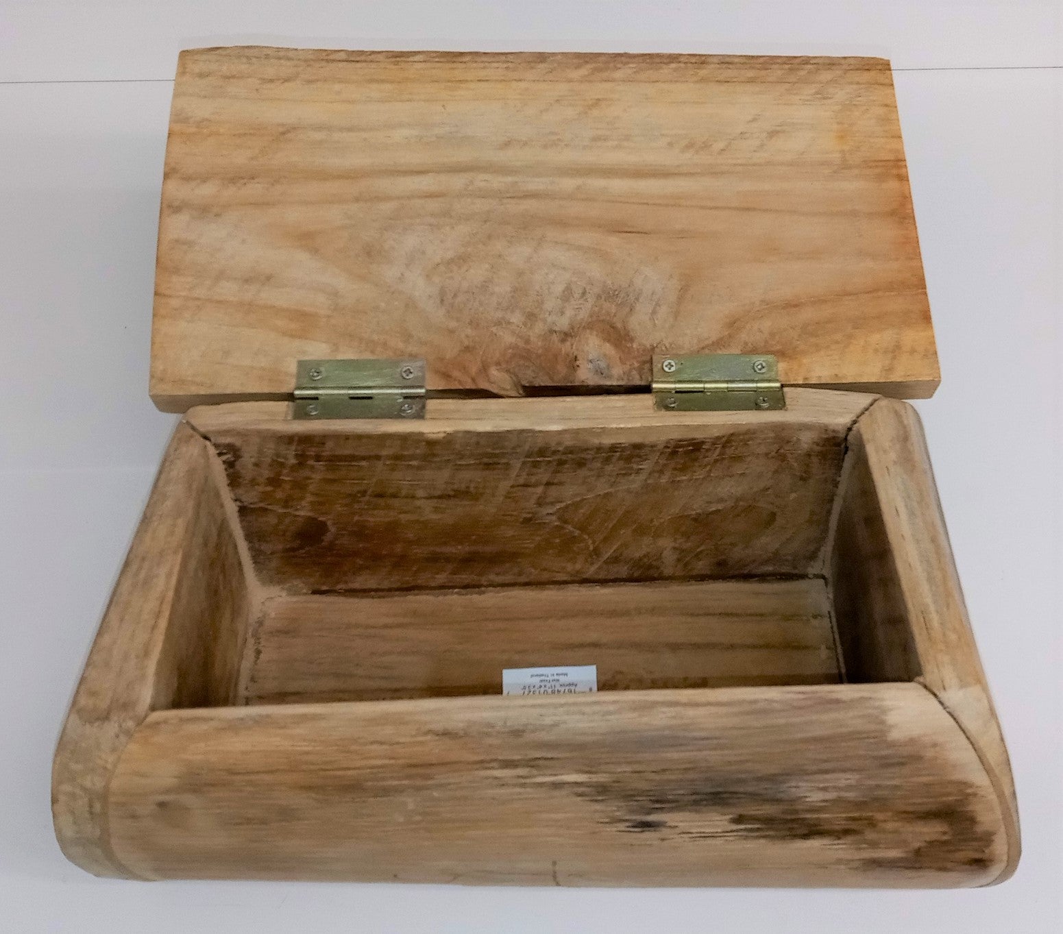 Enrico 3288 Driftwood Wax Finish Wood Box Table Chest w/ Hinged Lid