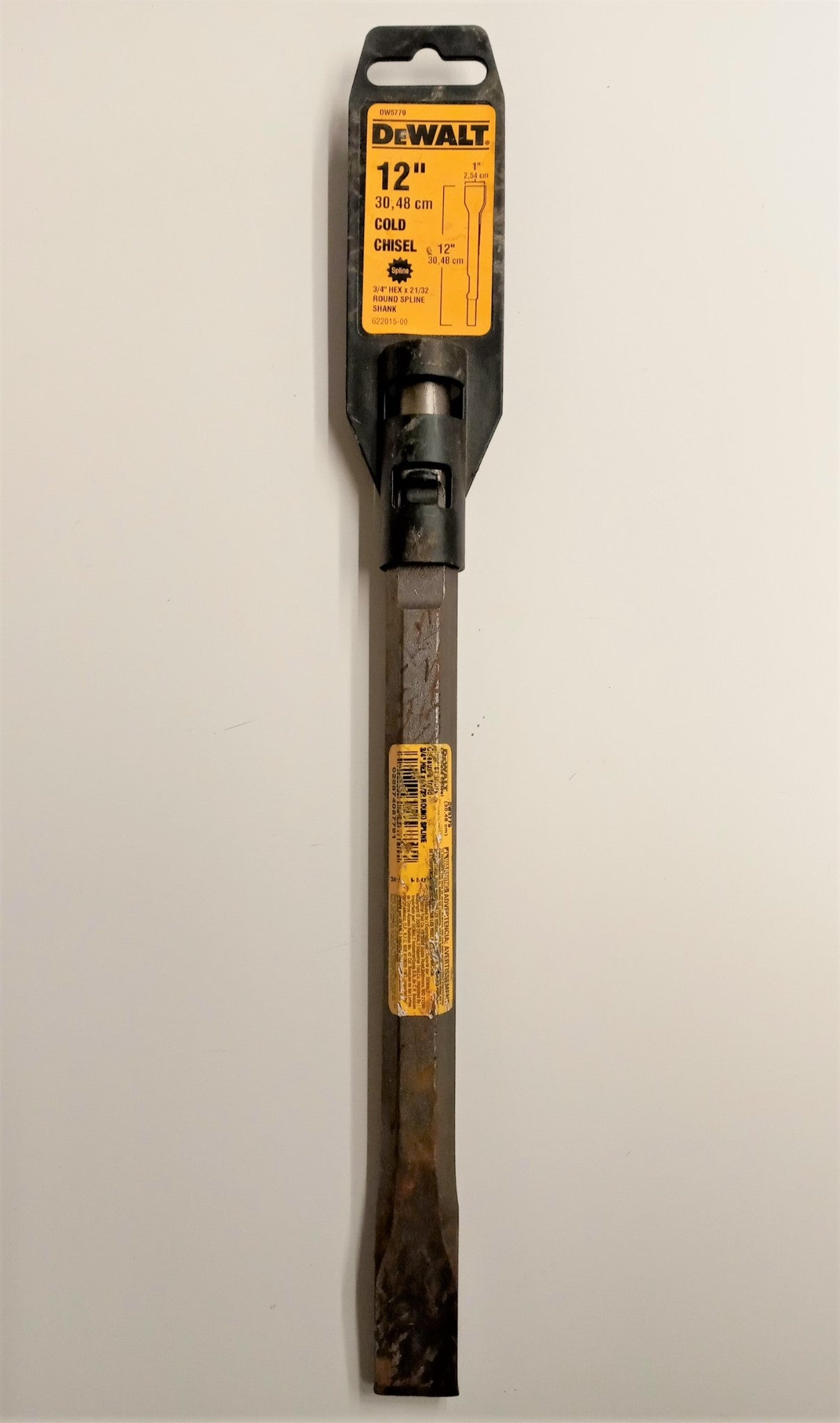 DeWalt DW5779 12" Cold Chisel 1"x12", 3/4" HEX x 2-1/32" Round Spline Shank USA