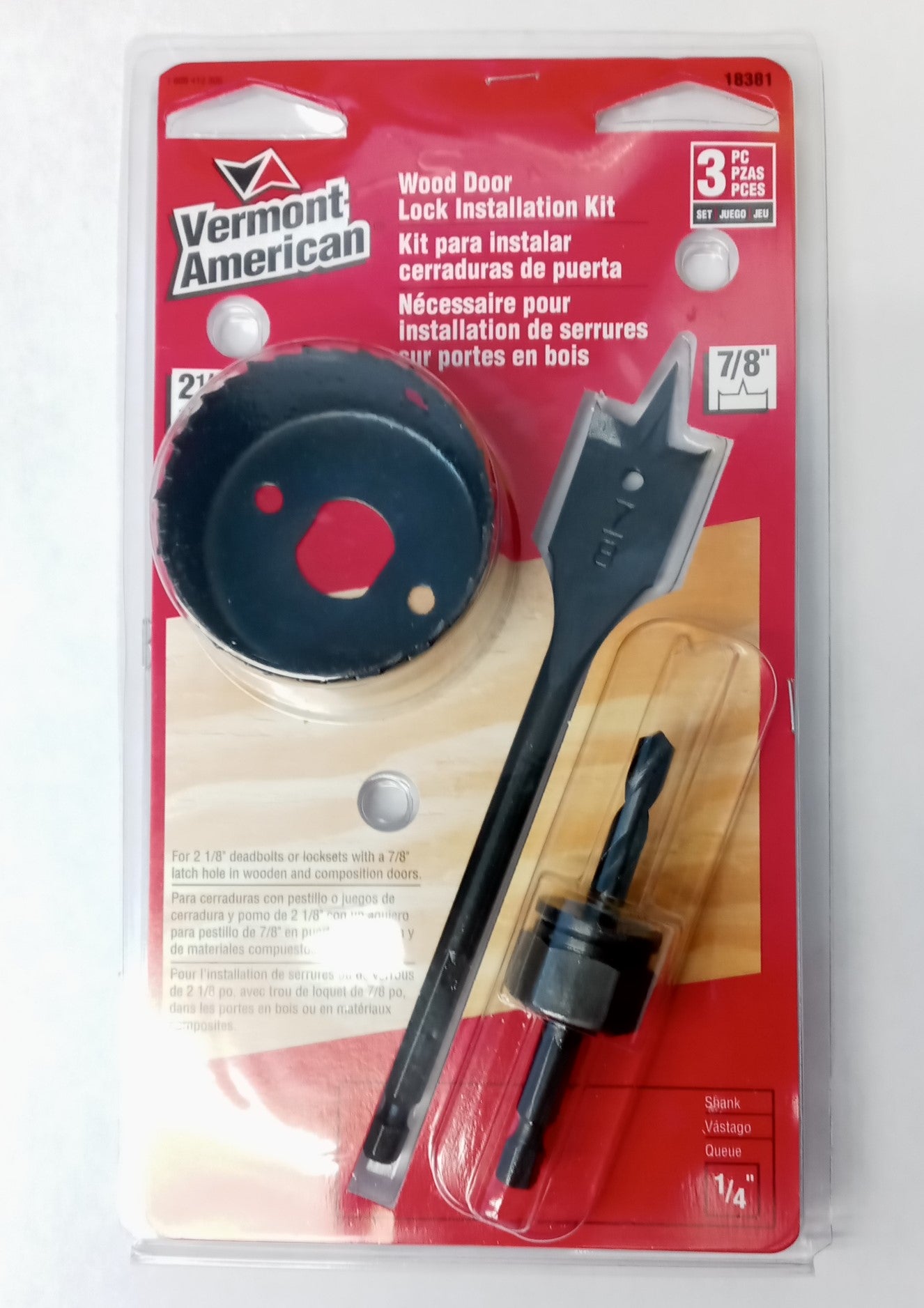 Vermont America 18381 Wood Door Lock 2-1/8" & 7/8" Installation Kit