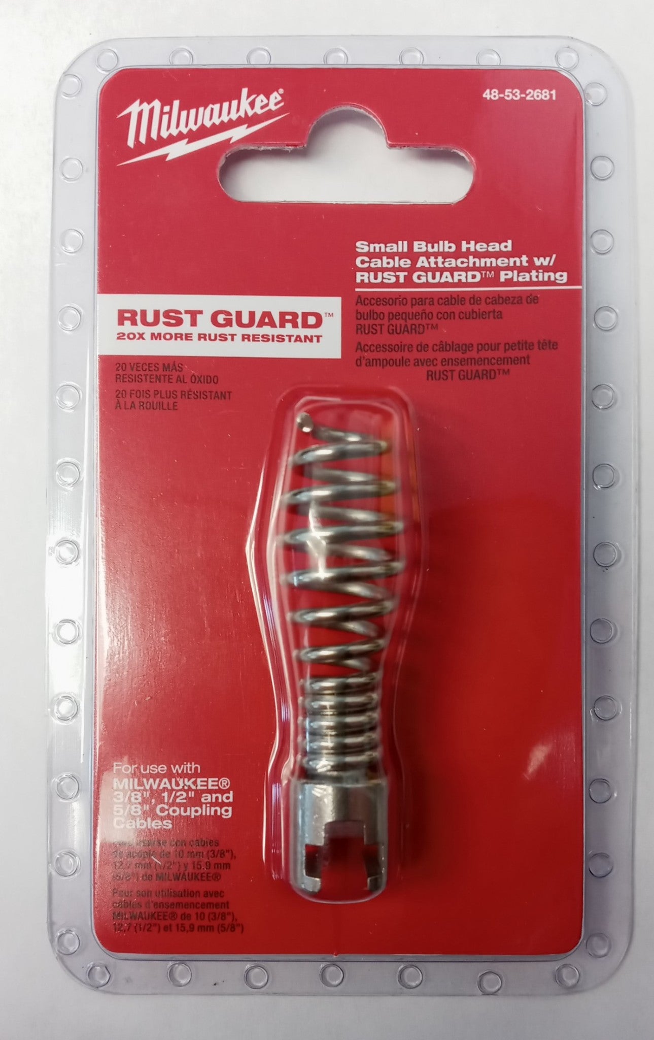 Milwaukee 48-53-2681 Small Bulb Head Cable Attachment w/ Rust Guard Pl