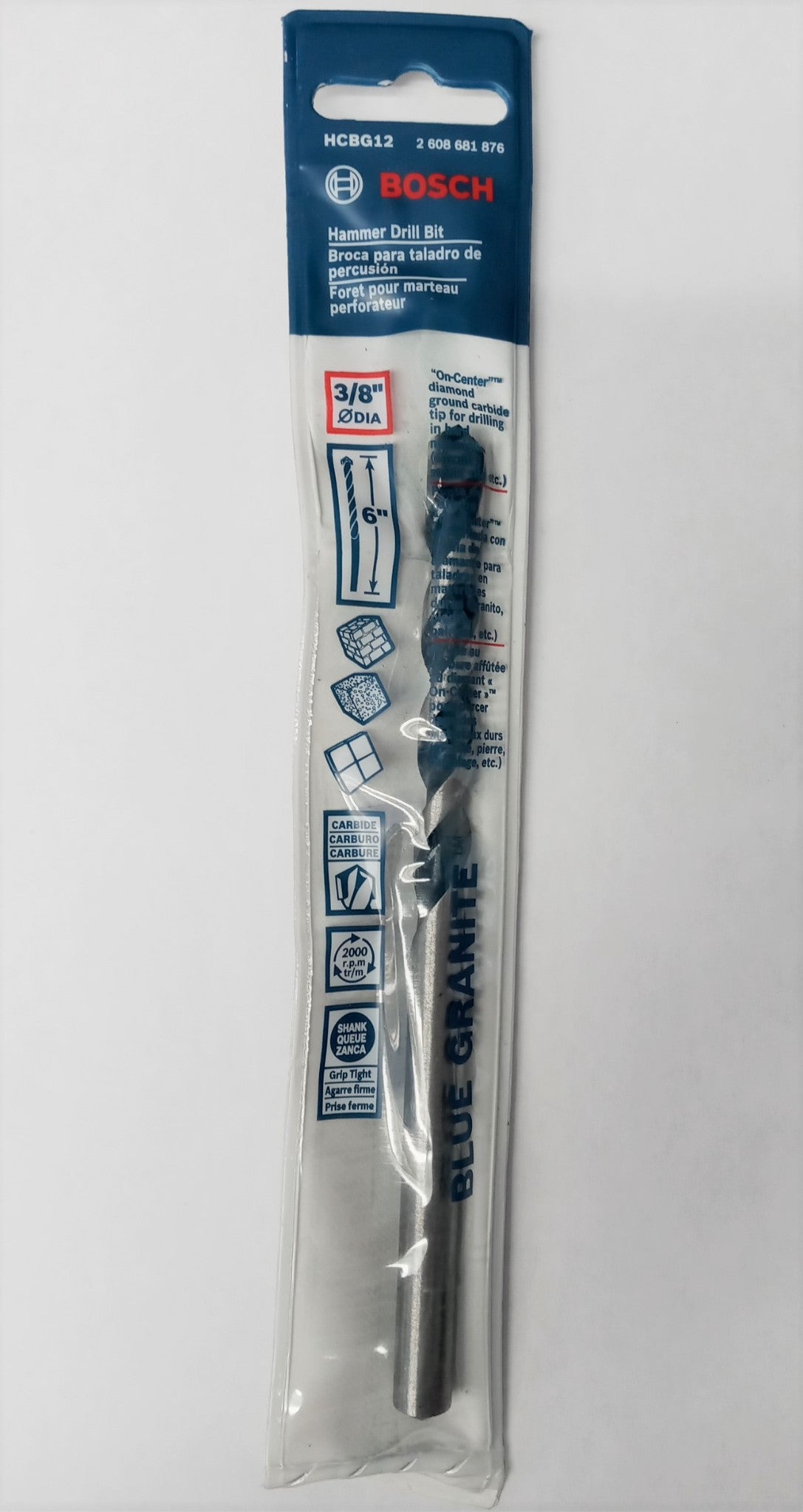 Bosch HCBG12 Blue Granite 3/8" x 6" Carbide Tip Hammer Drill Bit