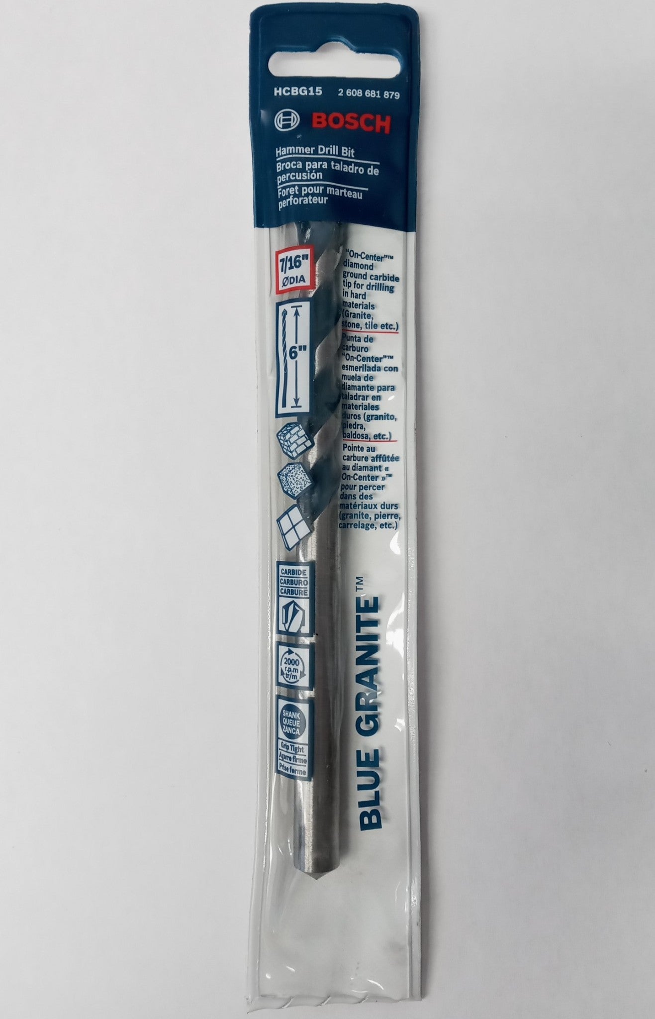 Bosch HCBG15 Blue Granite 7/16" x 6" Carbide Tip Hammer Drill Bit