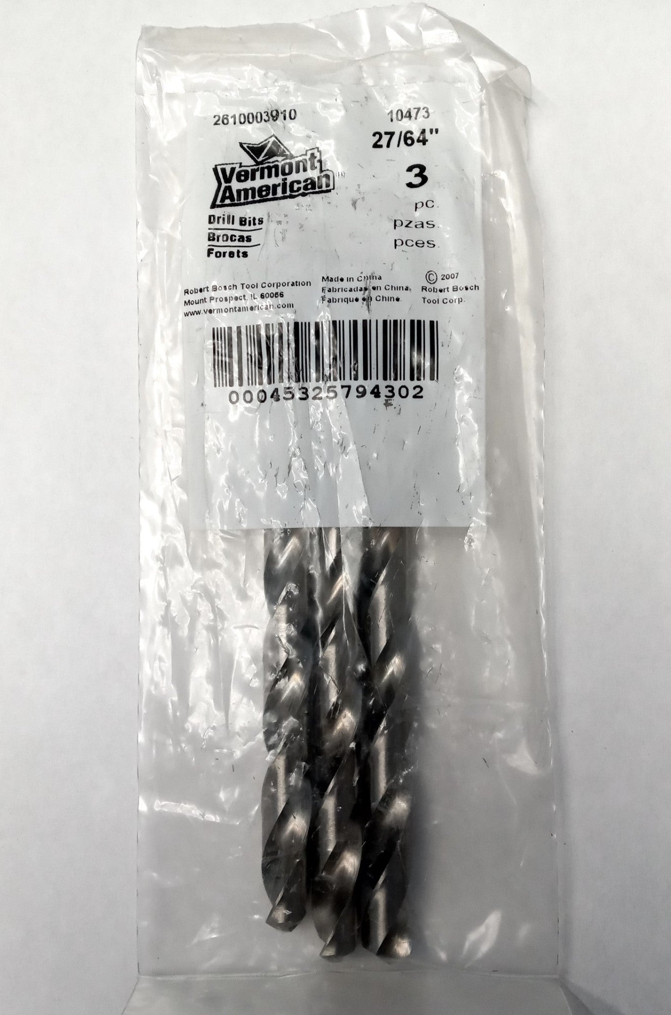 Vermont American 10473 27/64" Drill Bits 3pc