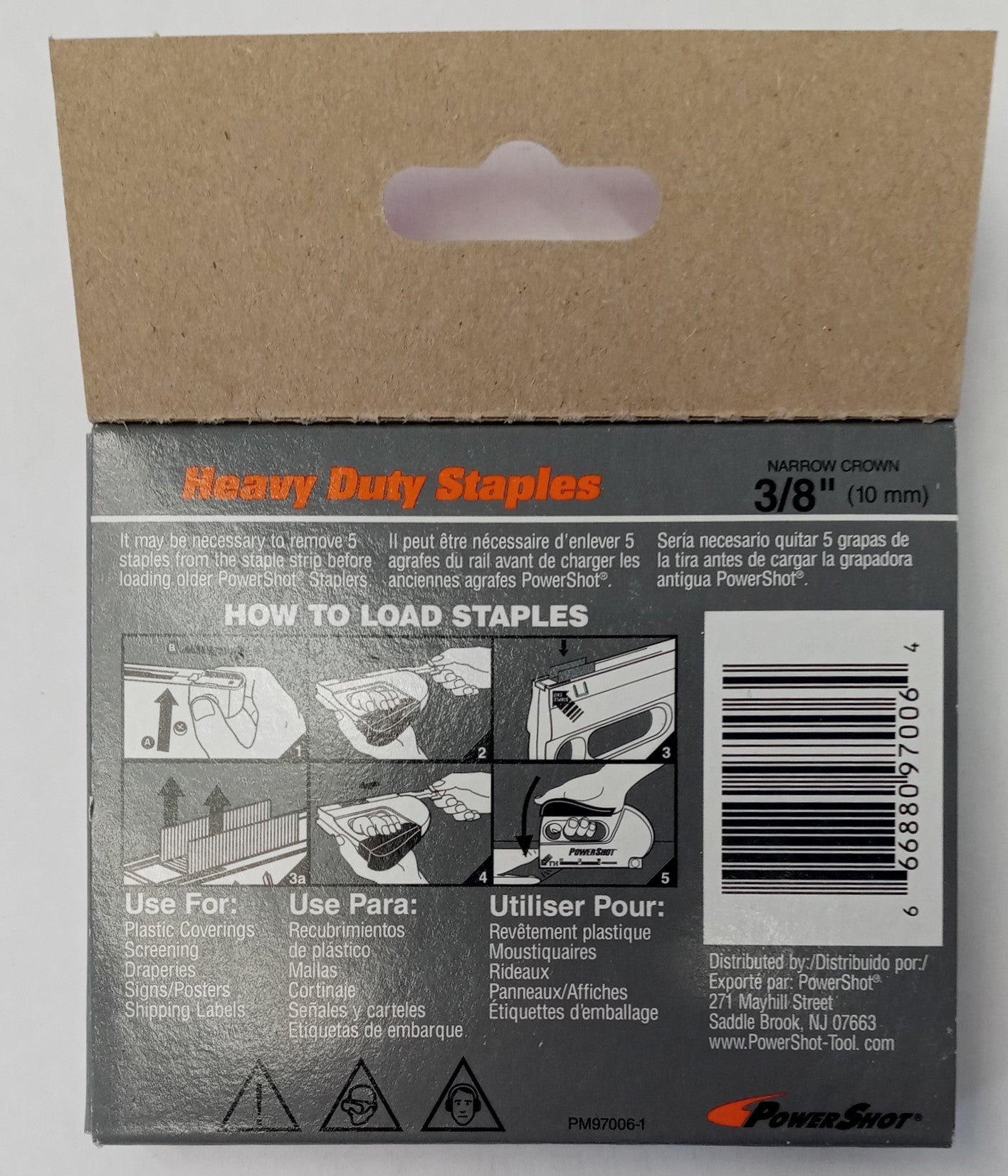 Powershot 3/8 Leg x 3/8 Crown 16-Gauge Steel Heavy-Duty Staples USA (4pks) 97006