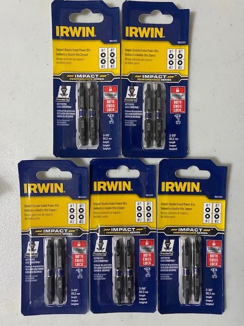 IRWIN 1882420 Double-Ended Screwdriver Power Bit #1 Square #2 Square 5-2pks.