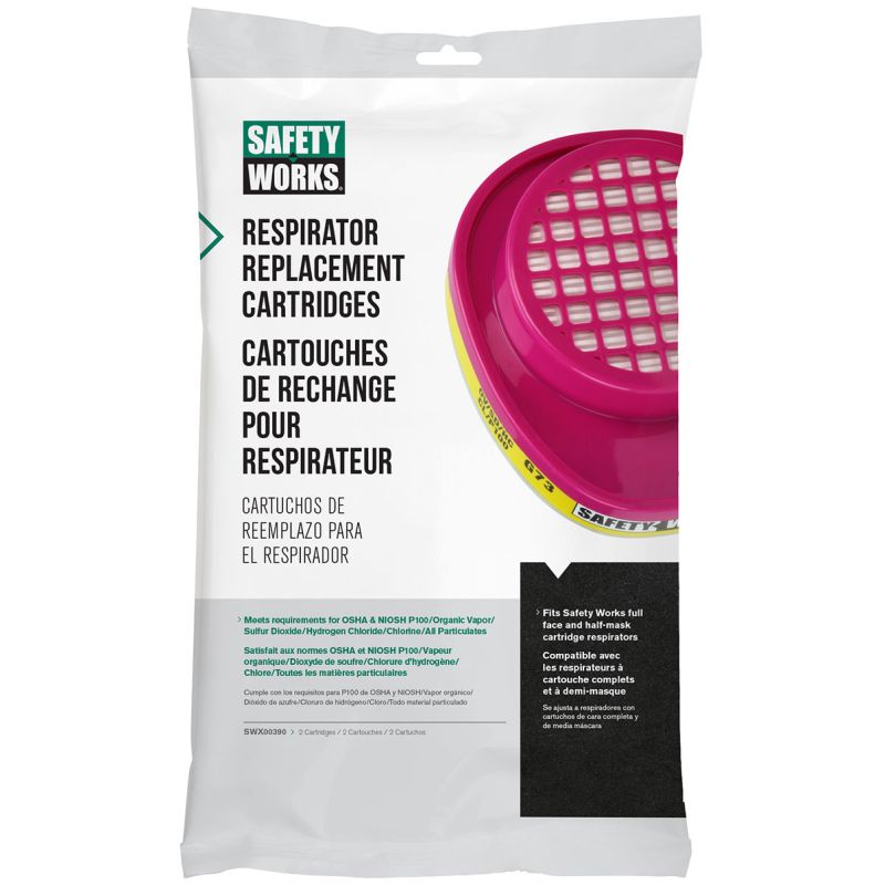 Safety Works SWX00390 Multi-Purpose Respirator Replacement Cartridges 2 Pack