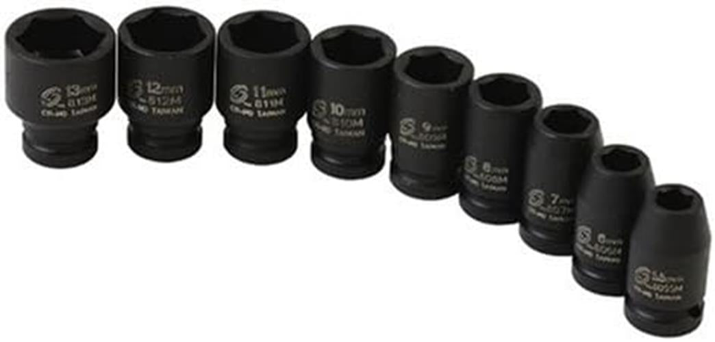 Sunex 1809 9-Piece 1/4" Drive Standard Metric Impact Socket Set