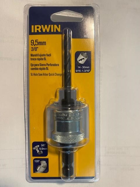 Irwin 1934318 3/8" Snapback Hole Saw Mandrel Fits 9/16 to 1-3/16" USA