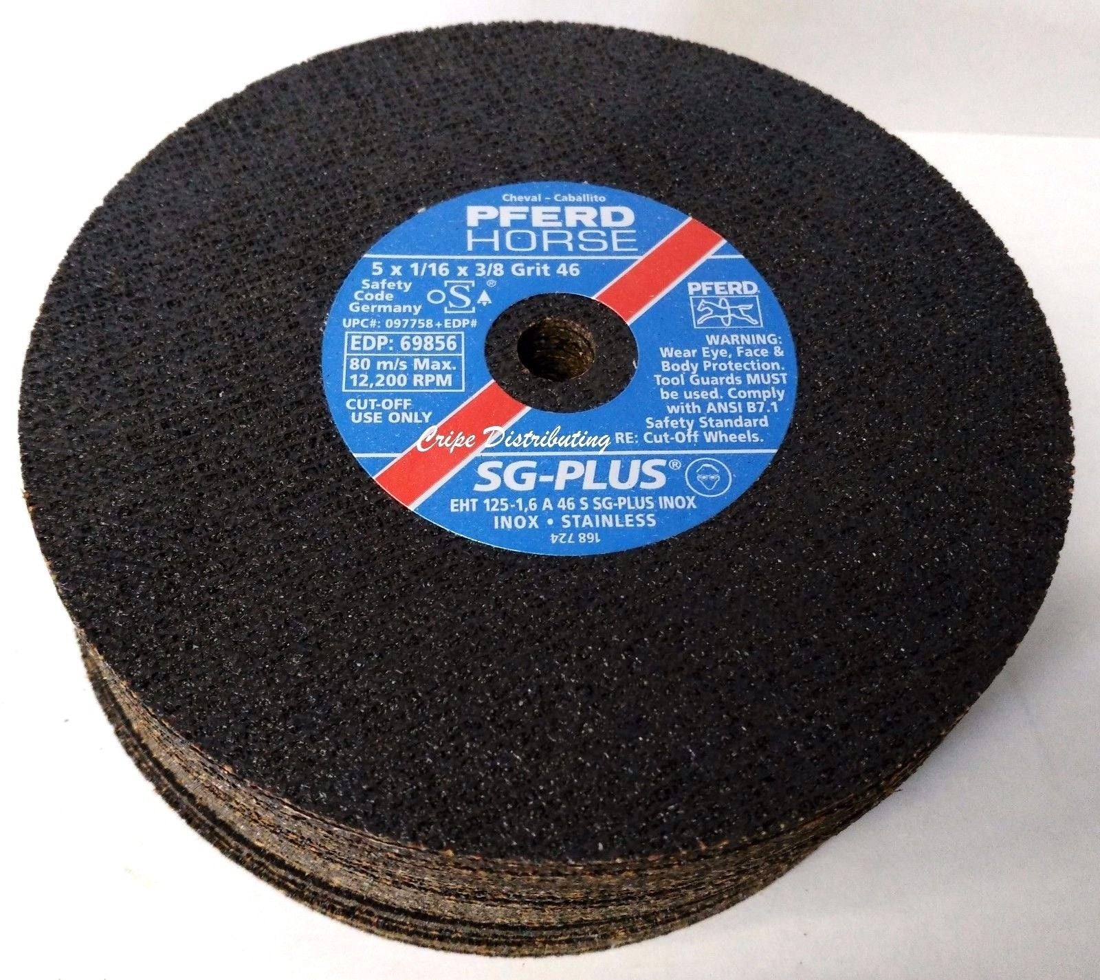 Pferd EDP69856 5" x 1/16" x 3/8" Stainless Cut Off Wheels 46 Grit 3/8 Arbor 21PK