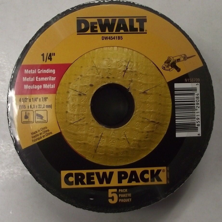 Dewalt DW4541B5 4-1/2" x 1/4" Metal Grinding Wheels 5 Pack