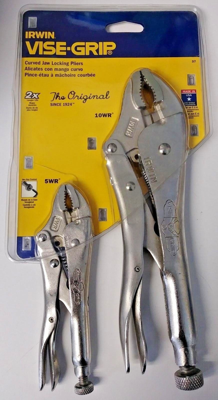 Irwin 37 Vise-Grip ORIGINAL 2pc Curved Jaw Locking Pliers 5WR & 10WR USA