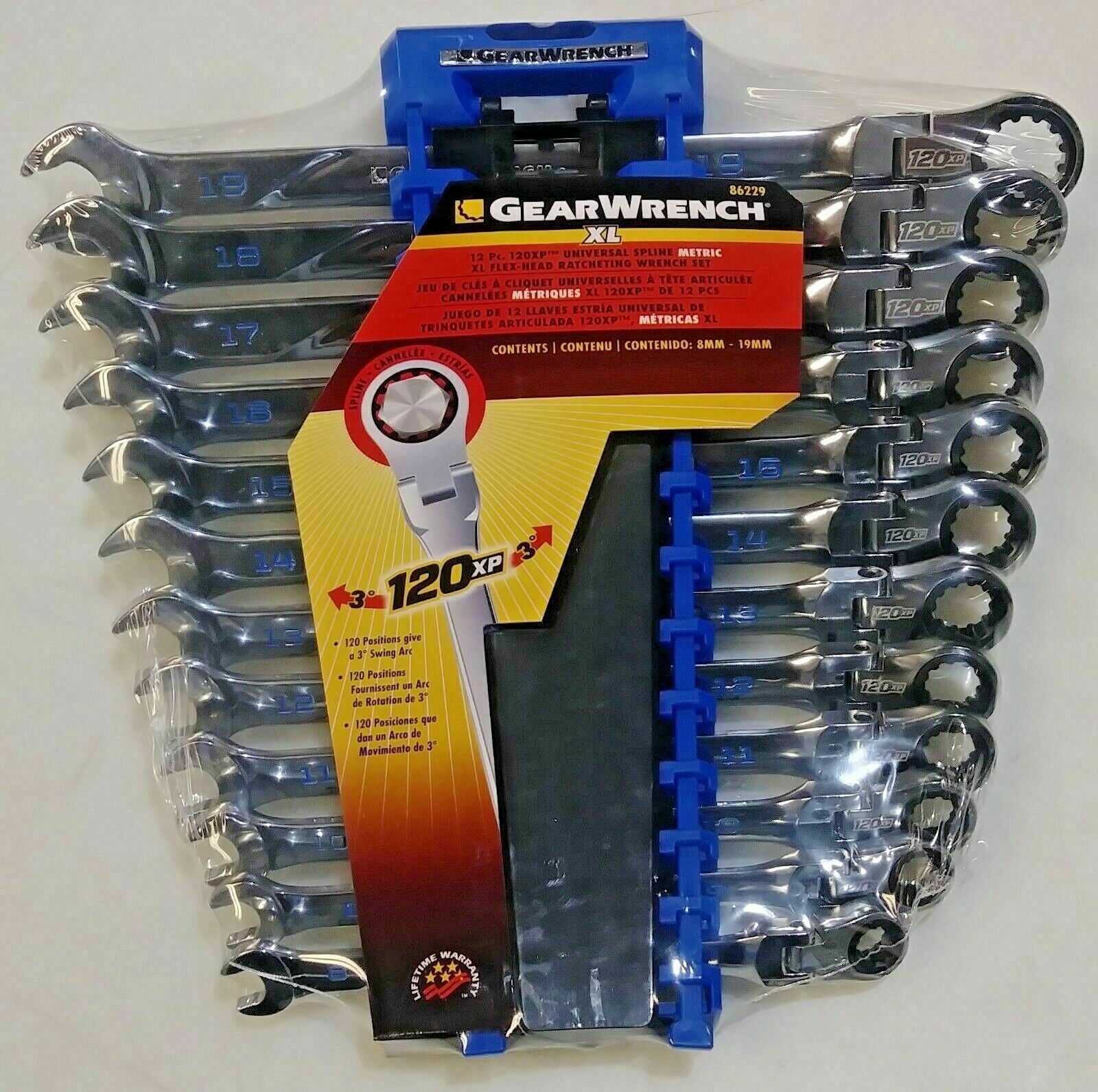 GearWrench 86229 12 Pc Flex Spline Metric 120XP XL Combo Ratcheting Wrench Set