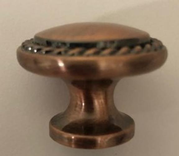 Williams Sonoma 3470341 Antique Copper Cabinet Knob Pull 1.25 inch Round 7 pcs