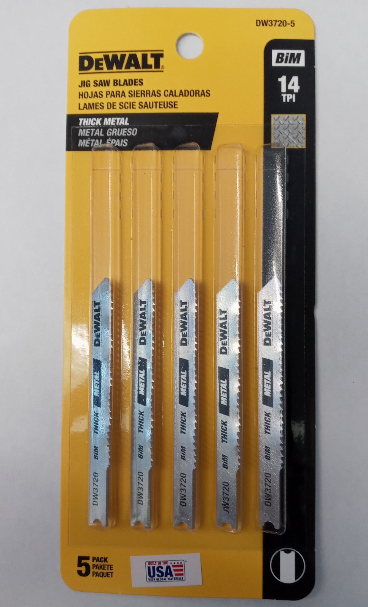 DeWalt DW3720-5 Thick Metal Jig Saw Blades 5-pack 14 TPI Bi-Metal USA