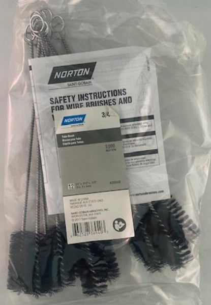 Norton 38940 Nylon Tube Brush 3/4" x .012" x .125" 12pcs.