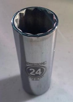 Armstrong 24mm 12 Point 1/2-Inch Drive Metric Deep Socket USA 39-324