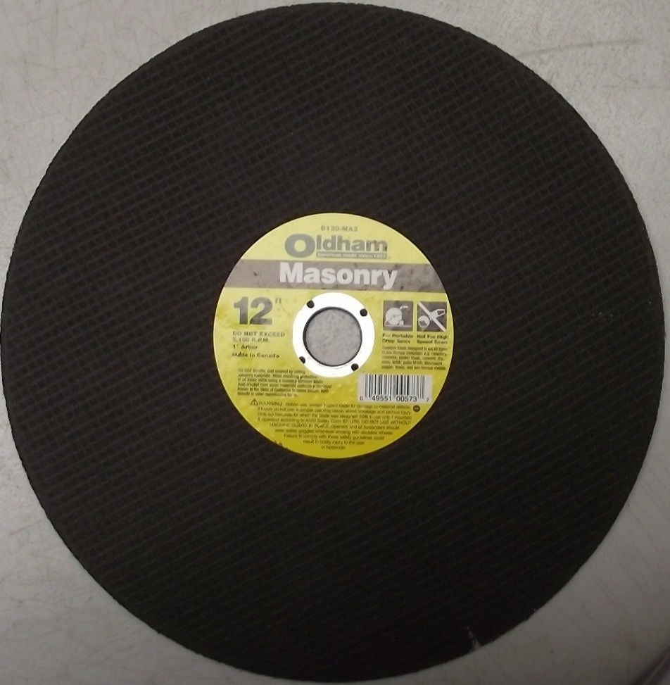 Oldham B120MA3 12" X 7/64" X 1" Masonry Abrasive Cutoff Wheels 10pcs