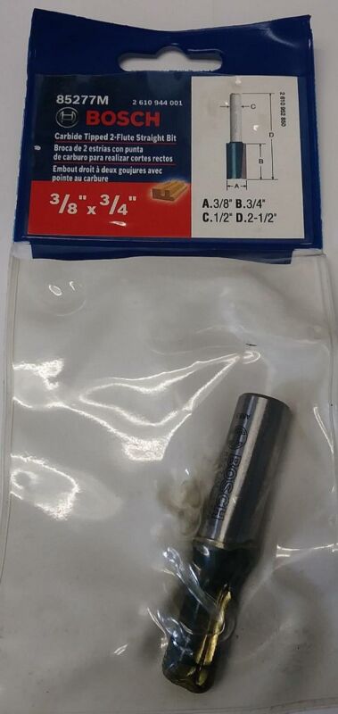 Bosch 85277M 3/8" x 3/4" Carbide Tipped 2 Flute Straight Router Bit