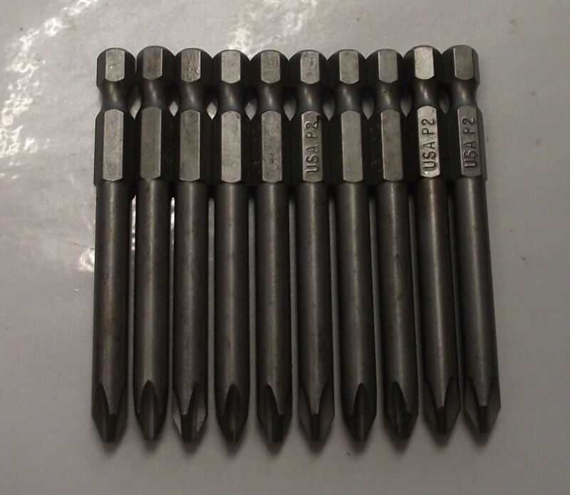 Pratt-Read P002PR275 #2 Phillips x 2-3/4" Long Insert Screw Tip Bits 10pcs. USA