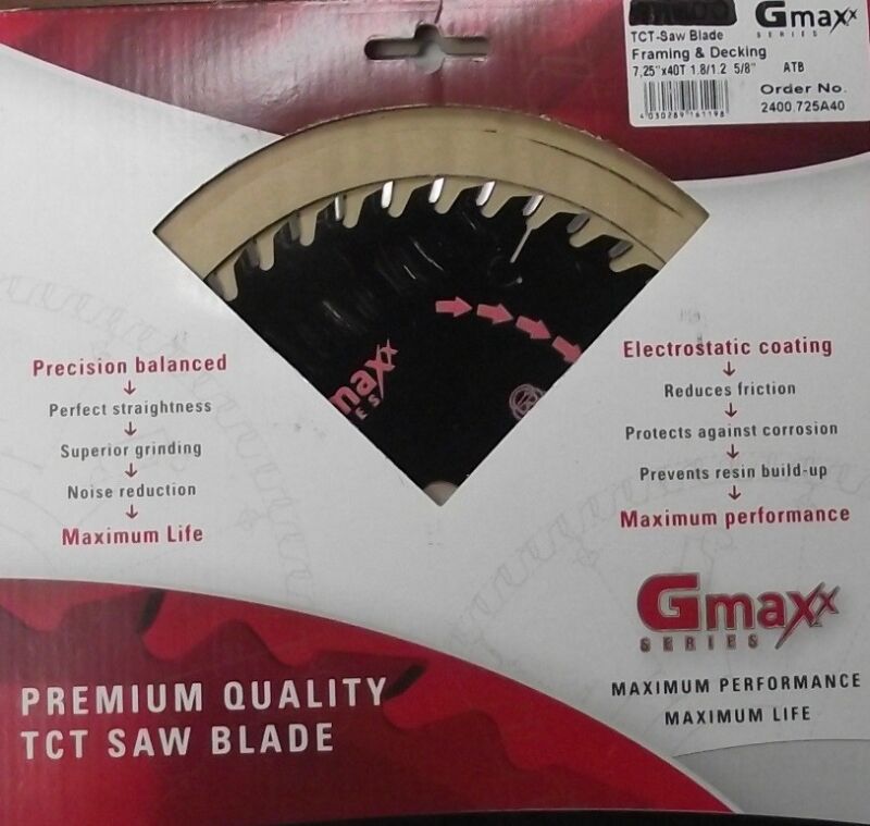 Gmaxx 2400.725A40 7-1/4" 40 Tooth Carbide Tip Plywood Circular Saw Blade