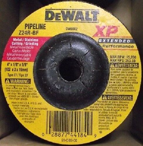 DeWalt DW8802 4" X 1/8" X 5/8" XP Zirconia Abrasive 25pcs. USA