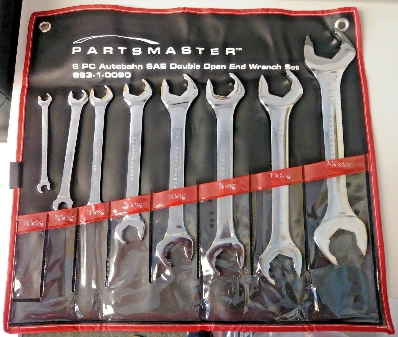 Partsmaster 893-1-0090 9 Piece Autobahn SAE Double Open-Ended Wrench Set